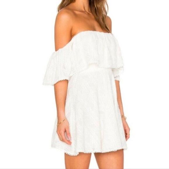 Amanda Uprichard Delilah Off The Shoulder Dress in Ivory Size Large - Picture 3 of 5